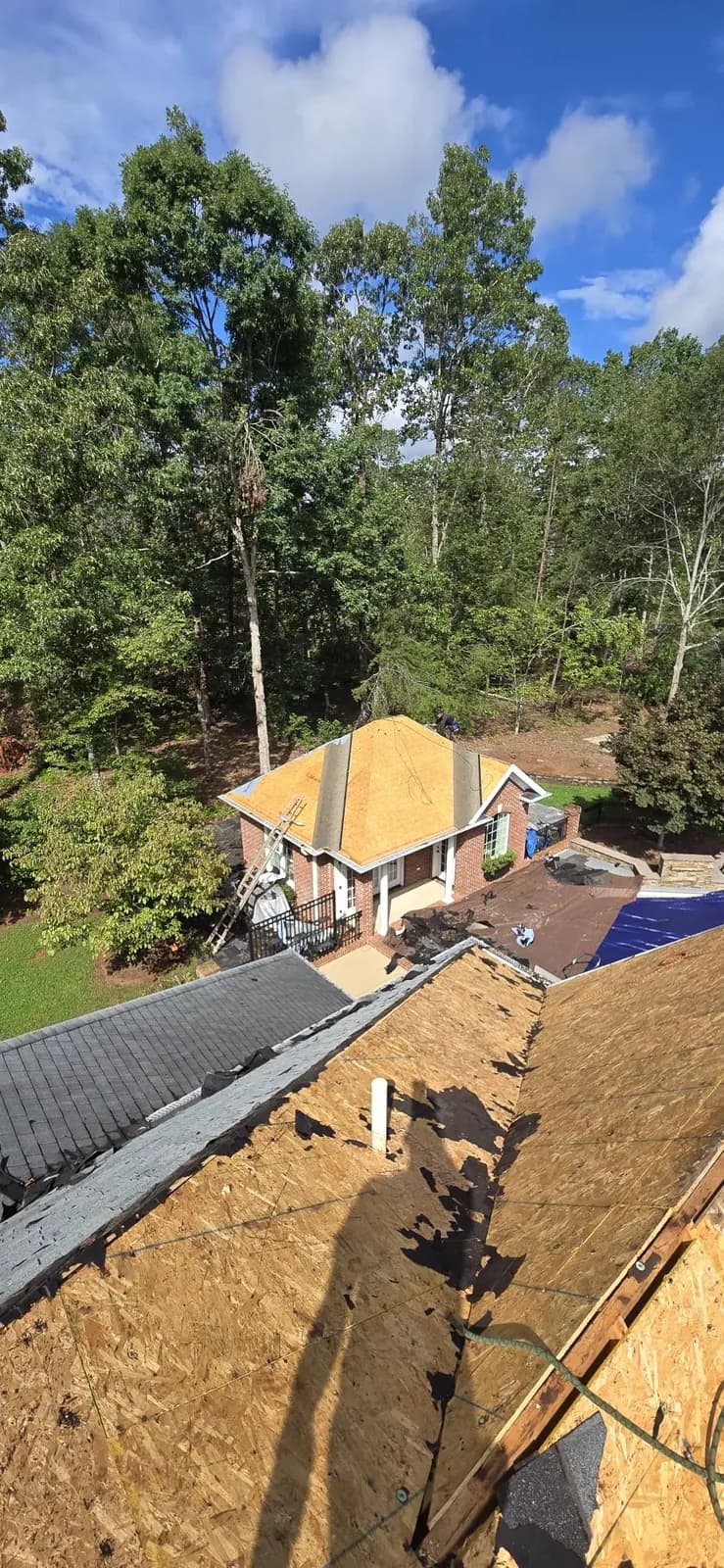 Roof framing and sheathing during new construction