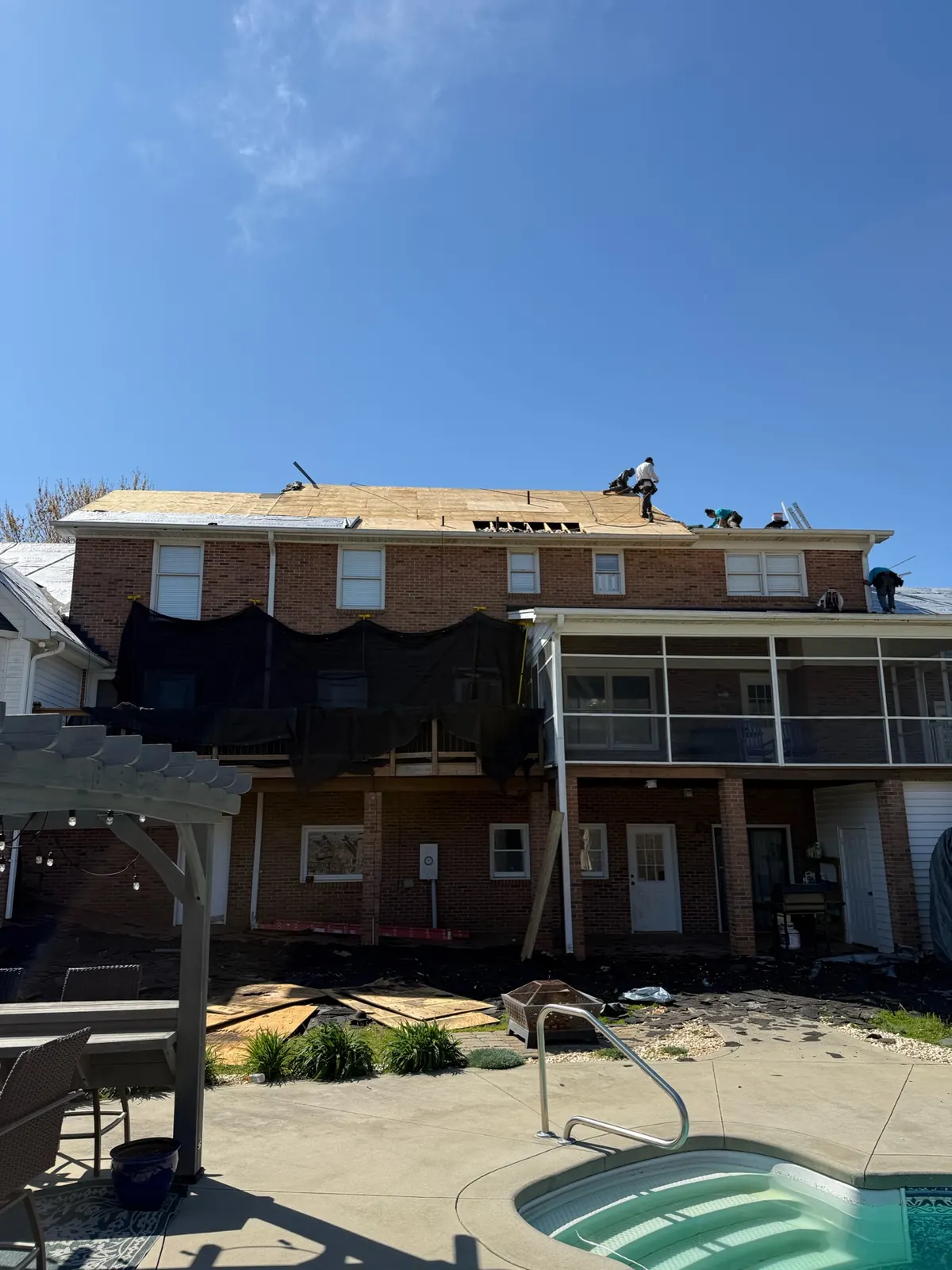 Roof decking installation on a large residential home
